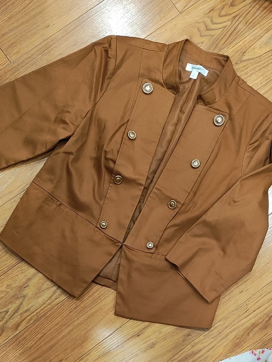 Christopher & Banks Jackets & Blazers - Christopher & Banks Girls' Tan-Brown Military-Style Blazer